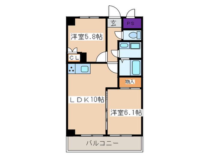 カメリア向ヶ丘(2LDK/4階)の間取り写真