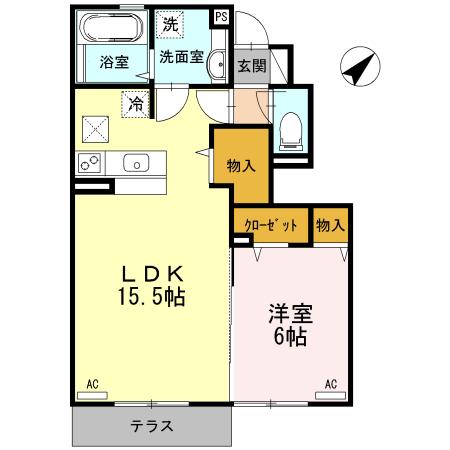 カーサデコウ(1LDK/1階)の間取り写真
