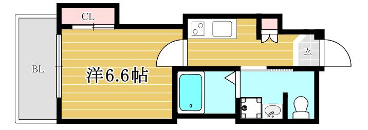 T-SMART博多オーケストラ通(1K/1階)の間取り写真