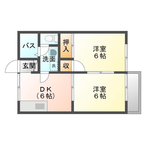 グランコート(2DK/1階)の間取り写真