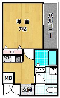 ハーモニーライフ須山(1K/2階)の間取り写真