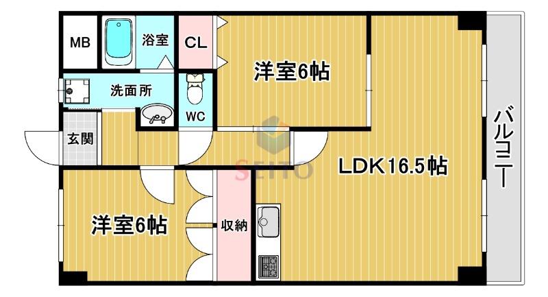第Ⅱ八笑苑(2LDK/2階)の間取り写真