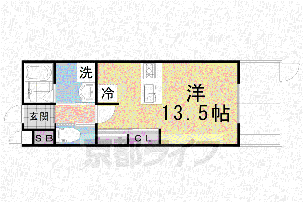 未麗 梅小路(ワンルーム/1階)の間取り写真