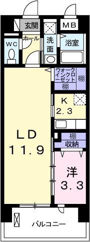 ポーシェガーデン5(1LDK/1階)の間取り写真