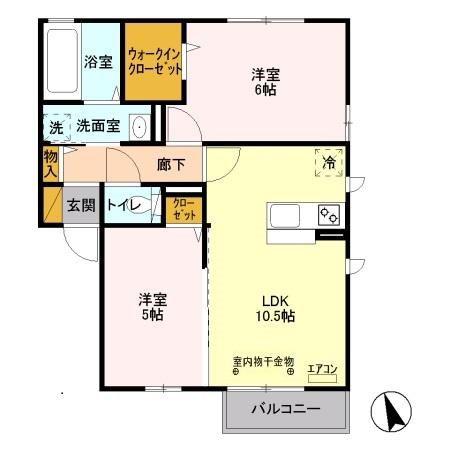 リバレインII(2LDK/2階)の間取り写真