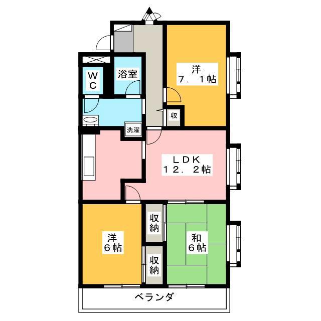 第2サンハイム関(3LDK/1階)の間取り写真