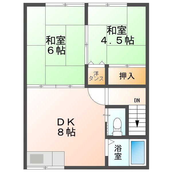 メゾンひまわり(2DK/2階)の間取り写真