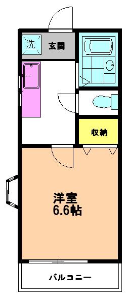 パレ和光(1K/2階)の間取り写真