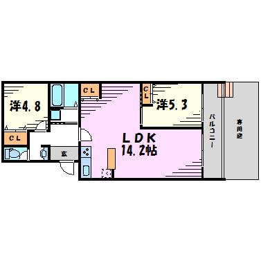 レジデンス21(2LDK/1階)の間取り写真