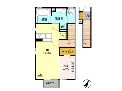 レセンテ千曲 2F(1LDK/2階)の間取り写真