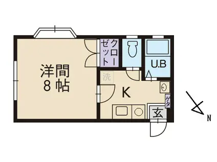 ジャストハウス(1K/2階)の間取り写真