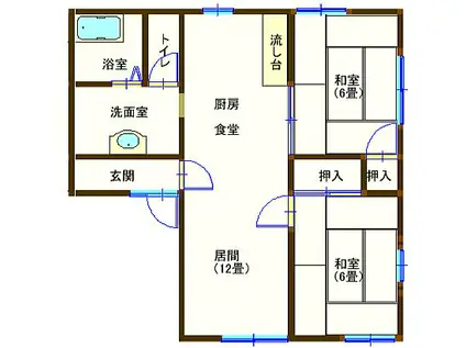ラフォーレ五十部6(2LDK/2階)の間取り写真