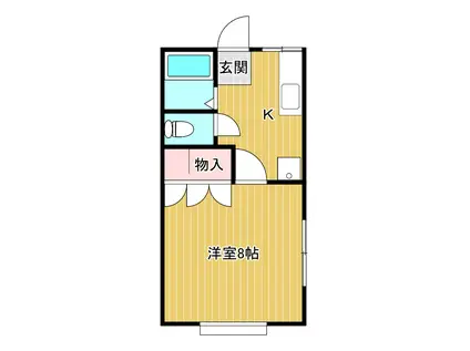 プリオールI(1K/2階)の間取り写真