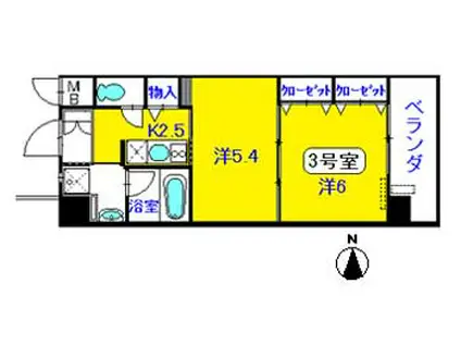 LAGORA川口(2K/3階)の間取り写真