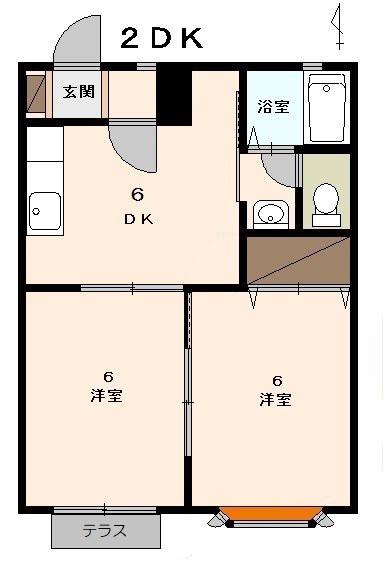AONOリバーサイドA(2DK/1階)の間取り写真