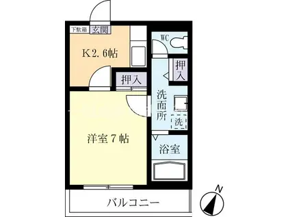 吾妻・レジデンス(1K/4階)の間取り写真