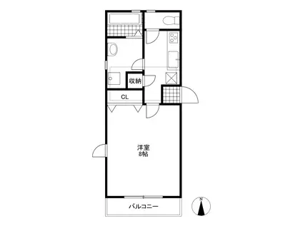 プレラッセ鶴ケ峰(1K/2階)の間取り写真