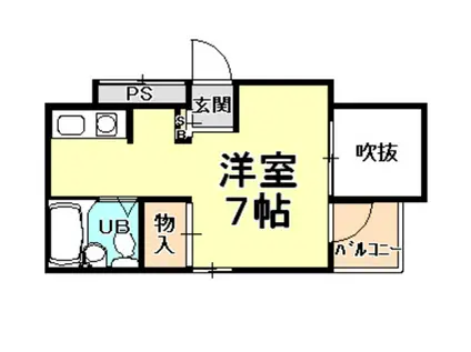 ダイドーシティー芦屋Ⅱ(ワンルーム/2階)の間取り写真