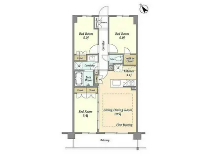 センチュリー尾山台グレイス(3LDK/4階)の間取り写真