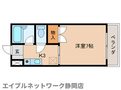 エクセルM(1K/3階)の間取り写真