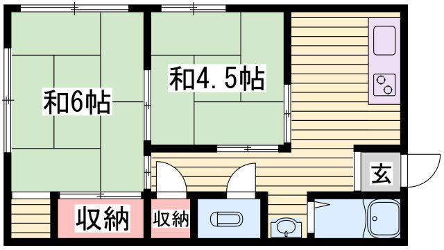 光栄荘(2K/2階)の間取り写真
