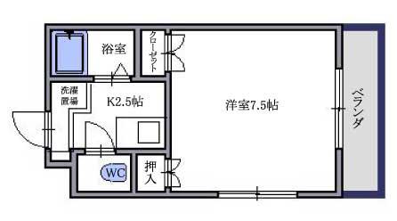WH西念(1K/2階)の間取り写真