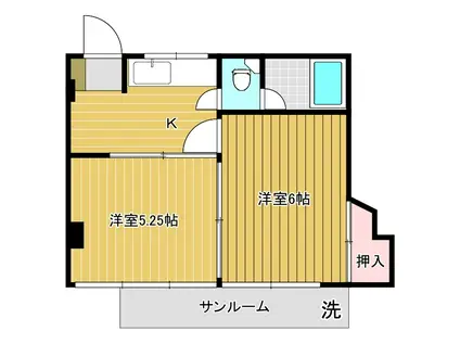 大勝マンション(2K/3階)の間取り写真