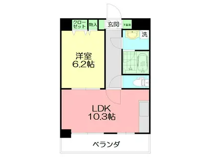 レガート横浜(1LDK/2階)の間取り写真