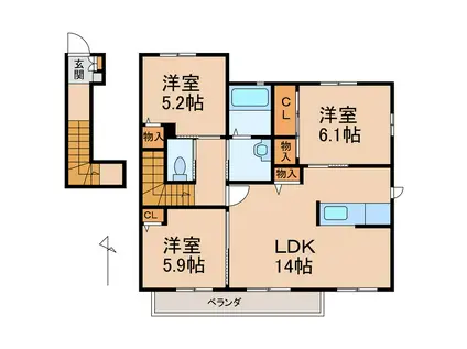 シャーメゾン新堂III(3LDK/2階)の間取り写真