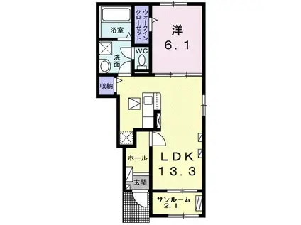 H-ANGE I(1LDK/1階)の間取り写真