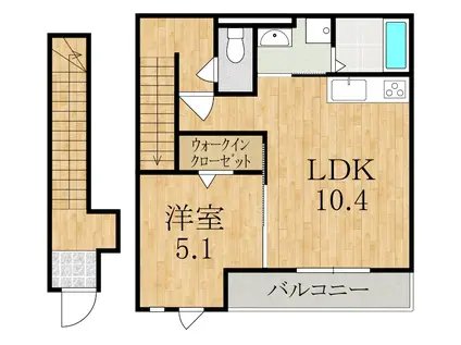 橿原市新口町アパート(1LDK/2階)の間取り写真