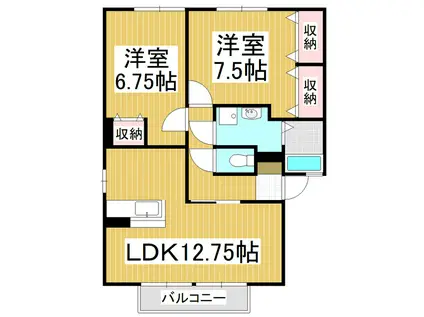 セジュール花水木(2LDK/2階)の間取り写真