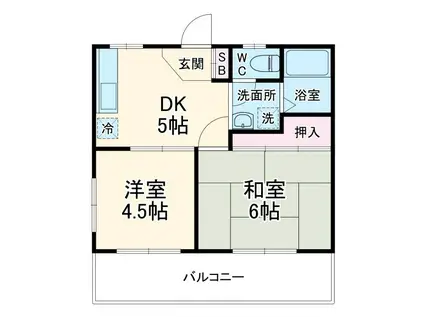 東住吉マンション(2DK/3階)の間取り写真