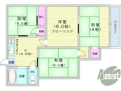 第2近江アパート(4K/2階)の間取り写真