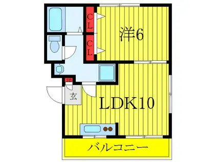 キャッスル安斉(1LDK/2階)の間取り写真