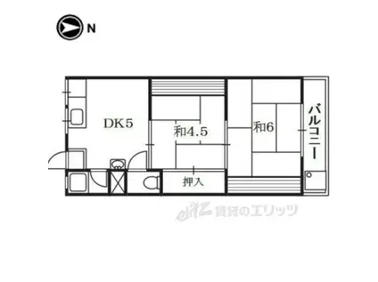 奥野ハイツ(2DK/2階)の間取り写真