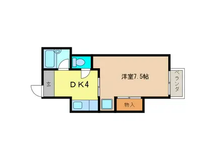 ブレインハウスIII(1DK/1階)の間取り写真