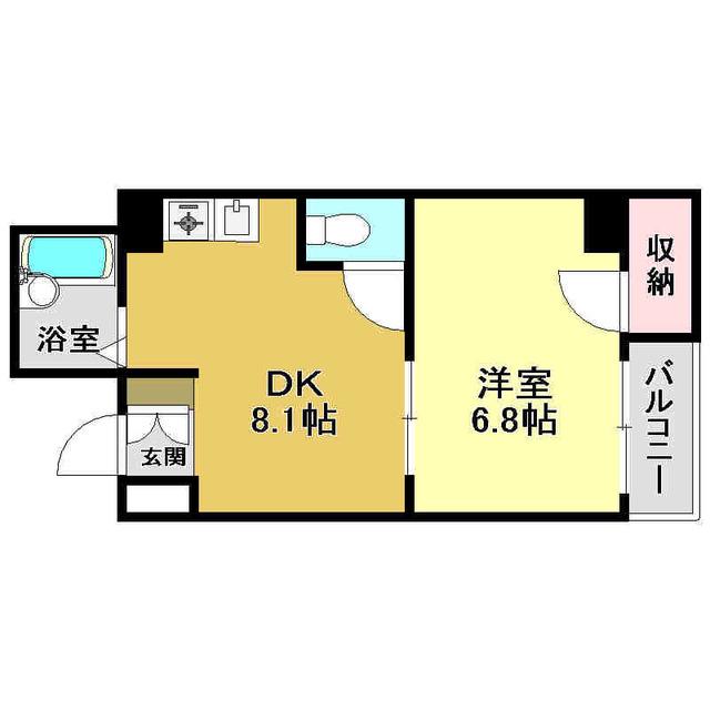 シティガーデン上町(1DK/6階)の間取り写真