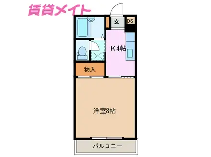 マリンパークハイツB(1K/1階)の間取り写真