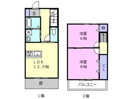 JOBEL SQUARE II(2LDK/1階)の間取り写真