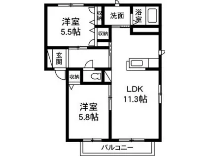 シャーメゾン  パルティールD(2LDK/2階)の間取り写真
