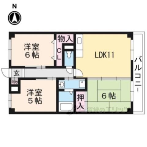 イーハトーブ俣野(3LDK/3階)の間取り写真