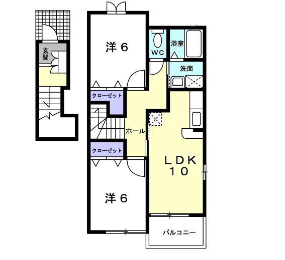 アルハンブラ二番館(2LDK/2階)の間取り写真