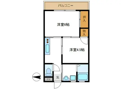 コーポ高津(2K/1階)の間取り写真