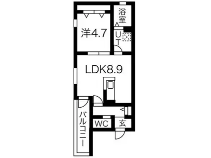 DELA香呑(1LDK/2階)の間取り写真