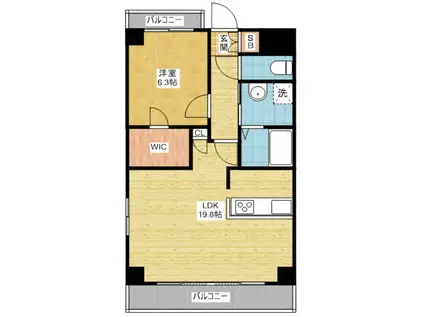 LA CASA ALBA(1LDK/7階)の間取り写真