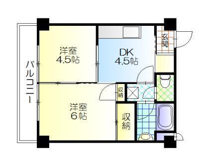 大町マンション(2DK/4階)の間取り写真