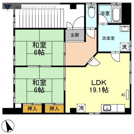 あづII(2LDK/2階)の間取り写真