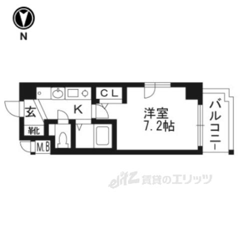 エステムコート京都烏丸Ⅲジャパニズム(1K/7階)の間取り写真
