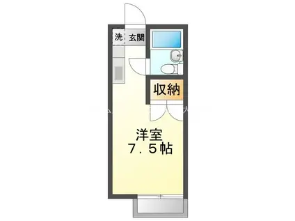 プリンスヒルA(ワンルーム/2階)の間取り写真